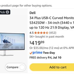 Dell 34”curved monitor 