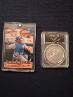 Mike Piazza 2021 American Silver Eagle and Rookie Baseball Cards