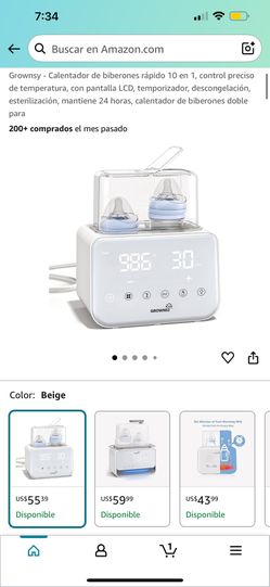  Grownsy - Calentador de biberones rápido 10 en 1, control preciso de temperatura, con pantalla LCD,