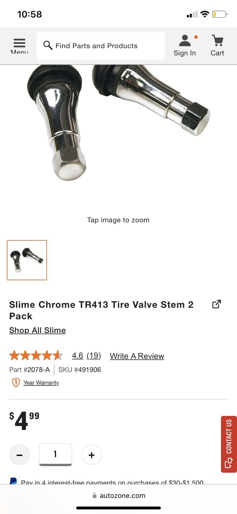 Slime Chrome TR413 Tire Valve Stem 4 Pack
