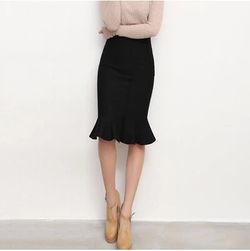 Brand New Women Winter Knee High Luxury Skirt Black