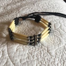 Silver Leather And Bone Choker