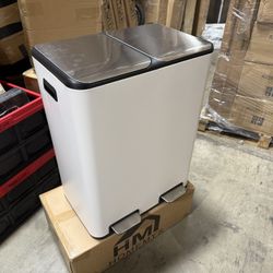 16-Gallon Dual Trash & Recycling Bin — Soft-Close • Stainless Steel • Odor Control