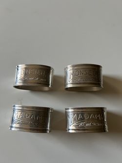 Vintage French Madame & Monsieur Napkin Holders Wedding Anniversary Valentines 