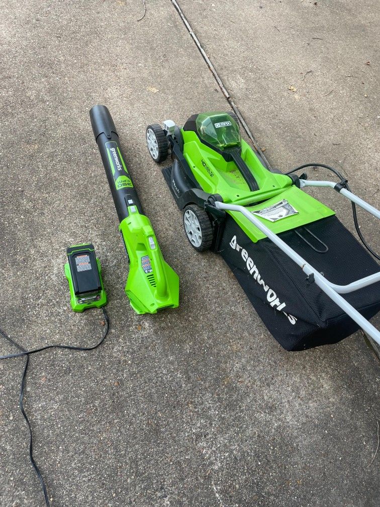 Lawn Mower, Lawn Blower And Charger