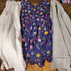 Girls Size 7 Dress And 2 Zip Up Hoodies