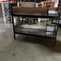Twin bunk bed. Available in espresso, white, & grey. Bunk bed only-$220. With mattresses-$399. Assembly required. Assembly not included. Tax included.