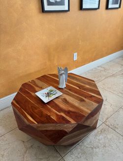 Solid Wood Geometric Octagonal Coffee Table