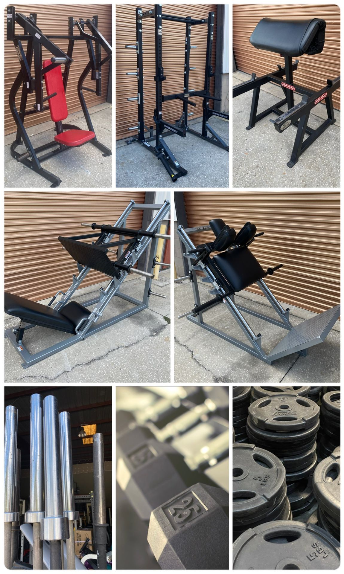 Gym Fitness Dumbbell Olympic Weight Plate Bar Barbell Power Squat Rack Bench Extension Chest Elliotical Treadmill Bike