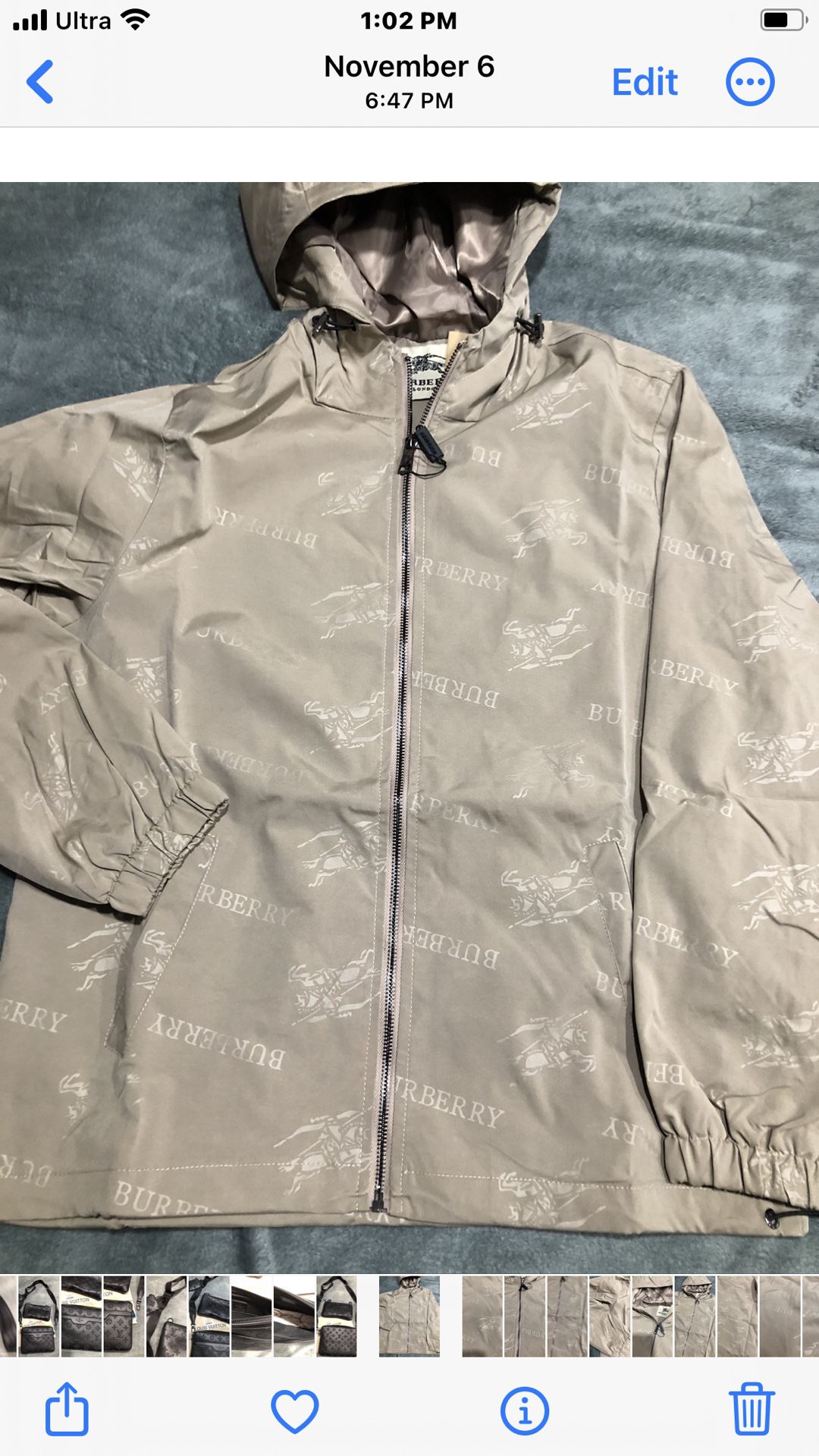 Beige Burberry, rain jacket S, M, L,