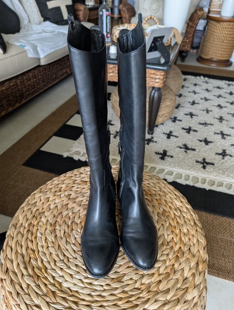 Arturo Chiang Black Leather Riding Boots