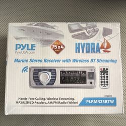BOAT: Brand New Pyle Marine Stereo Receiver With Bluetooth And Remote Model Plrmr23Btw