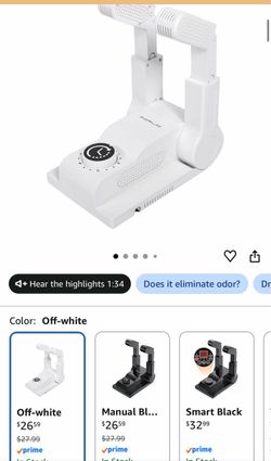 FORLIM Shoe & Boot Dryer for Work Boots, Forced Air, 2-Hour Timer, White Telescopic Ports Reach Toe Boxes, 180° Rack Fits Sneakers, Gloves, Ski Gear,