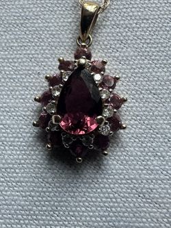 14k Rose Gold Necklace With Madagascar Garnet And Diamonds