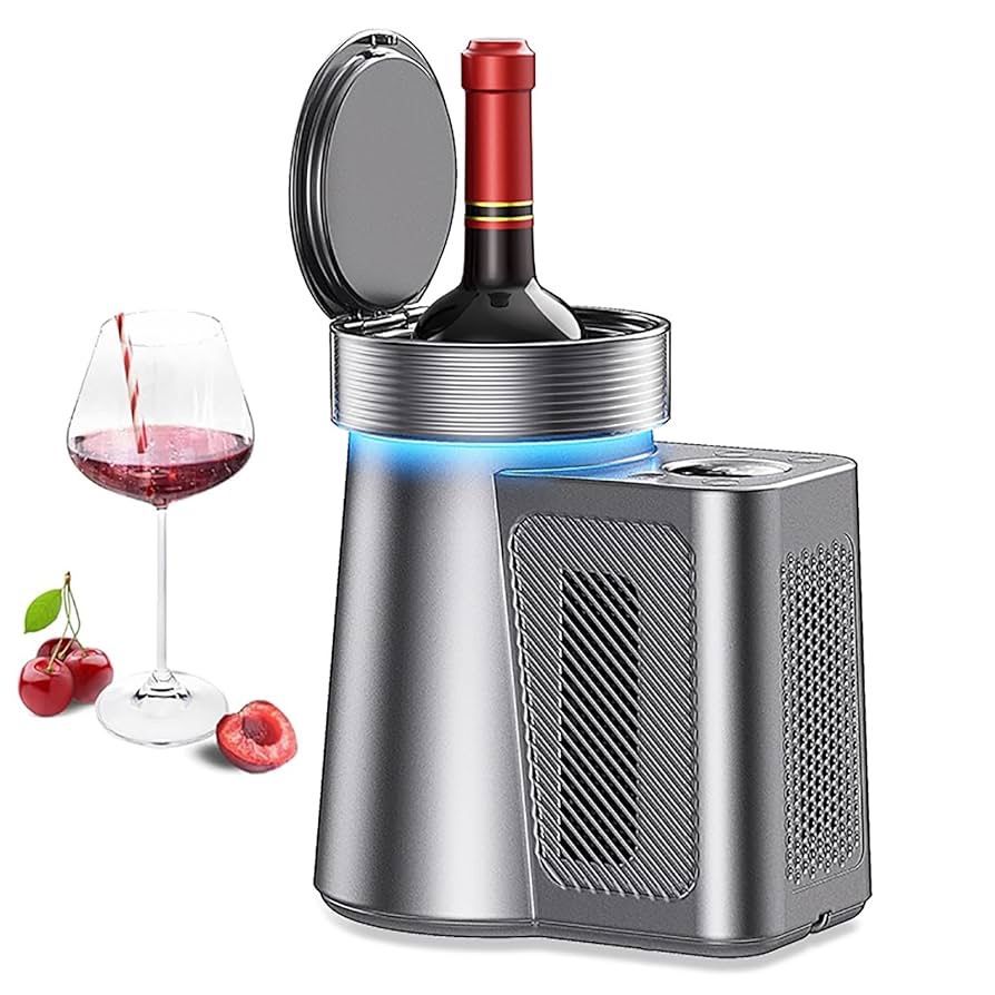 Single Bottle Wine Cooler, Portable Wine Bottle Chiller with Digital Display and Atmosphere Light, 2-20℃ Precise Temperature Control and Rapid Refrige