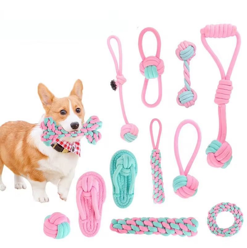 Soft Rope Dog Toys – Pink & Blue Chew and Tug Set 🐶💗💙