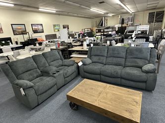 Dark Gray Sofá And Loveseat Manual Recliner 