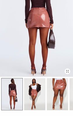 Mauve Patent Faux Leather Mini Skirt