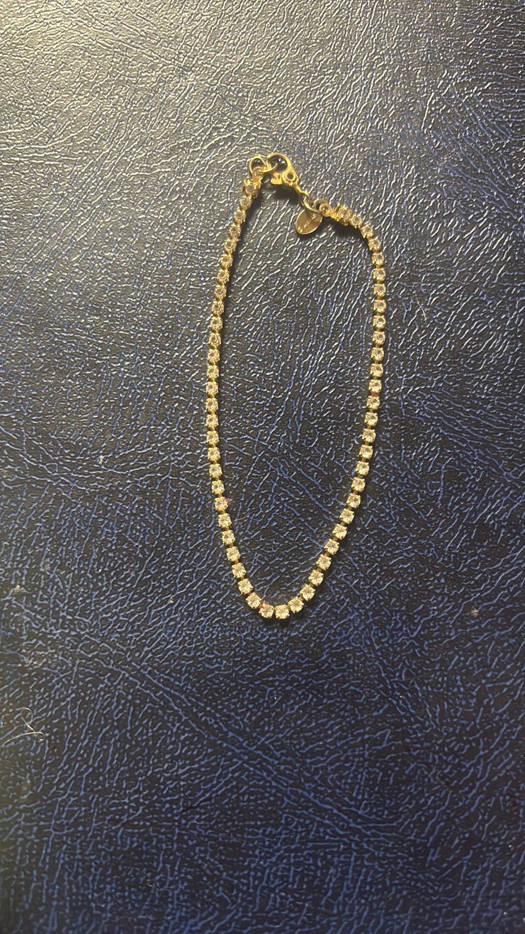 Monet Stamped Gold Tone Bracelet W/clear Stones