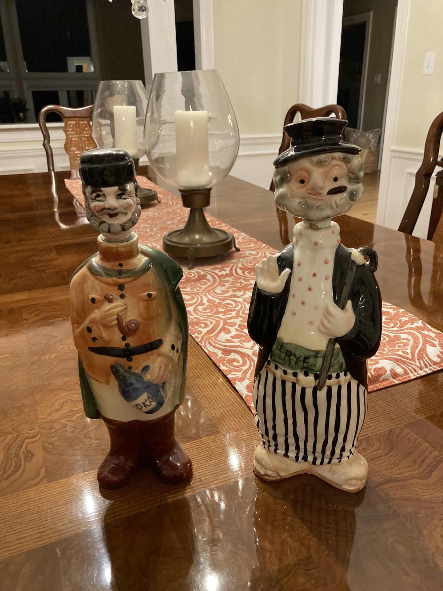Rare - 1960 Vintage Clown/Hobo Liquor Decanters.. Rye And Vodka. Sold As A Pair.