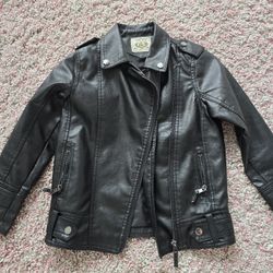 Black Leather Jacket Girls 7- 8 Years Old