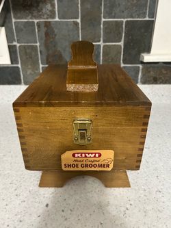 Vintage KIWI Shoe Shine Box-Complete Shoe Grooming Kit