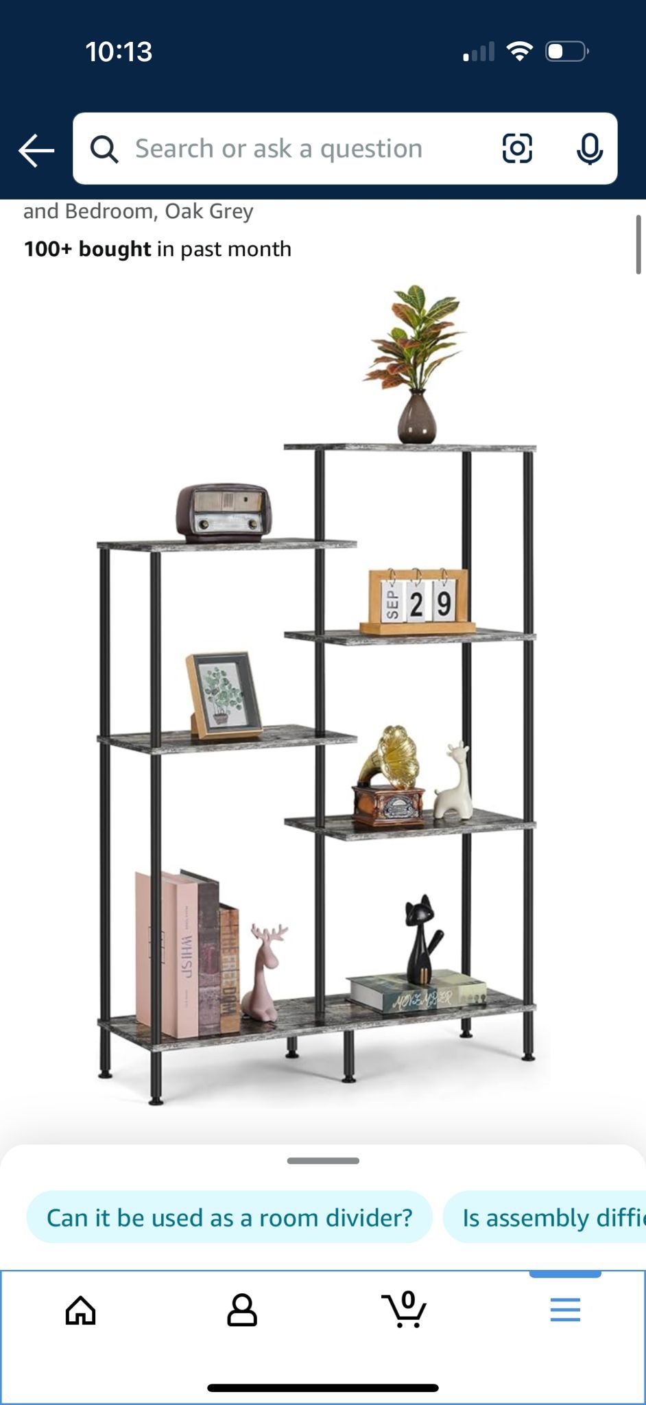 Bookshelf, Z-Shelf Bookcase, Freestanding Multifunctional Display Shelves, Wood Decorative Storage Shelving, 6-Tier Modern Shelf for Living Room, Home