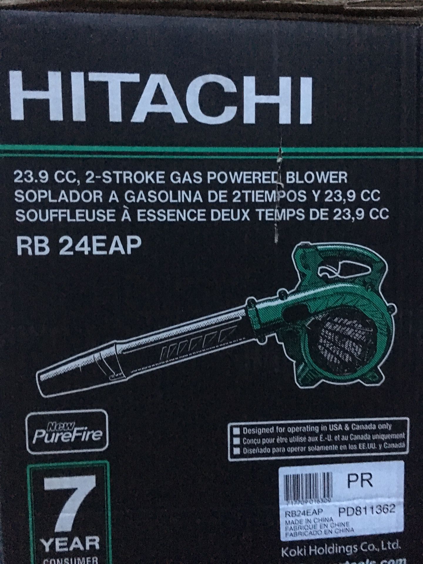 BRAND NEW Hitachi RB24EAP Gas Powered Leaf Blower with 23.9cc 2-Cycle Engine, 441 CFM, 170 MPH
