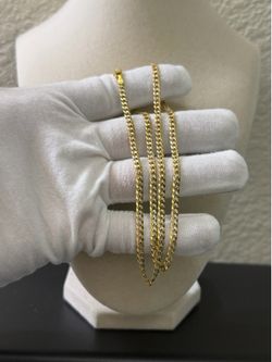 20 inch 3.5mm - Gold Over 925 Sterling Silver Pave Cuban Chain