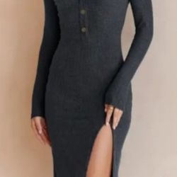 Dark Grey Long Sleeve Dress Size XL 