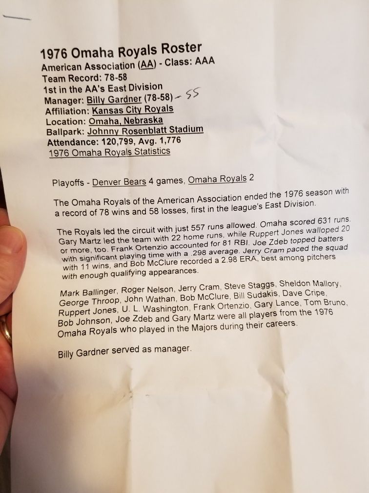 1976 Omaha Royals (AAA team) Signed Baseball by 21