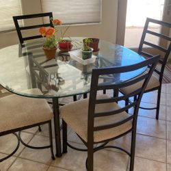 4 Chairs And Glass Top Table