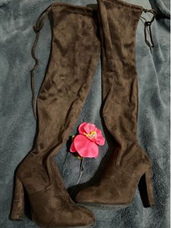 Velvet brown or grey over the knees boots 6.5 new