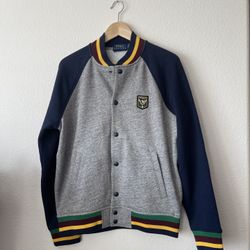 Polo Ralph Lauren Dark Vintage Heather Laurel Crest Fleece  Baseball Jacket Size S nWT 