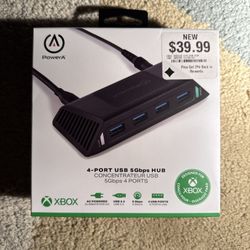PowerA - 4-Port USB 5Gbps Hub for Xbox Series X|S - Black NEW (4616) “Ml-07”