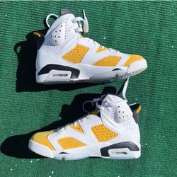Air Jordan Retro 6 White And Yellow 