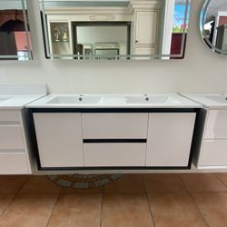 SALE ~ Modern Floating PVC Bathroom Vanity - 60 inches