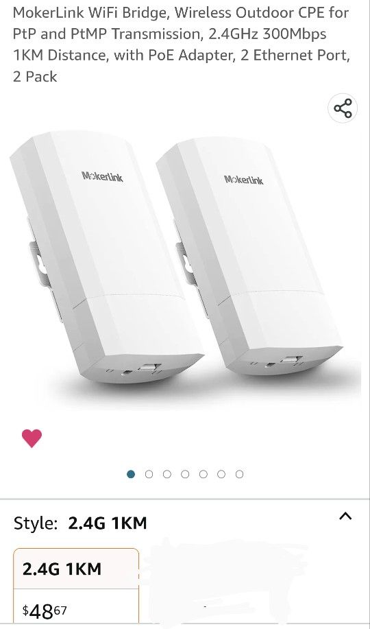 2 Pack WiFi Bridge, Wireless Outdoor NEW