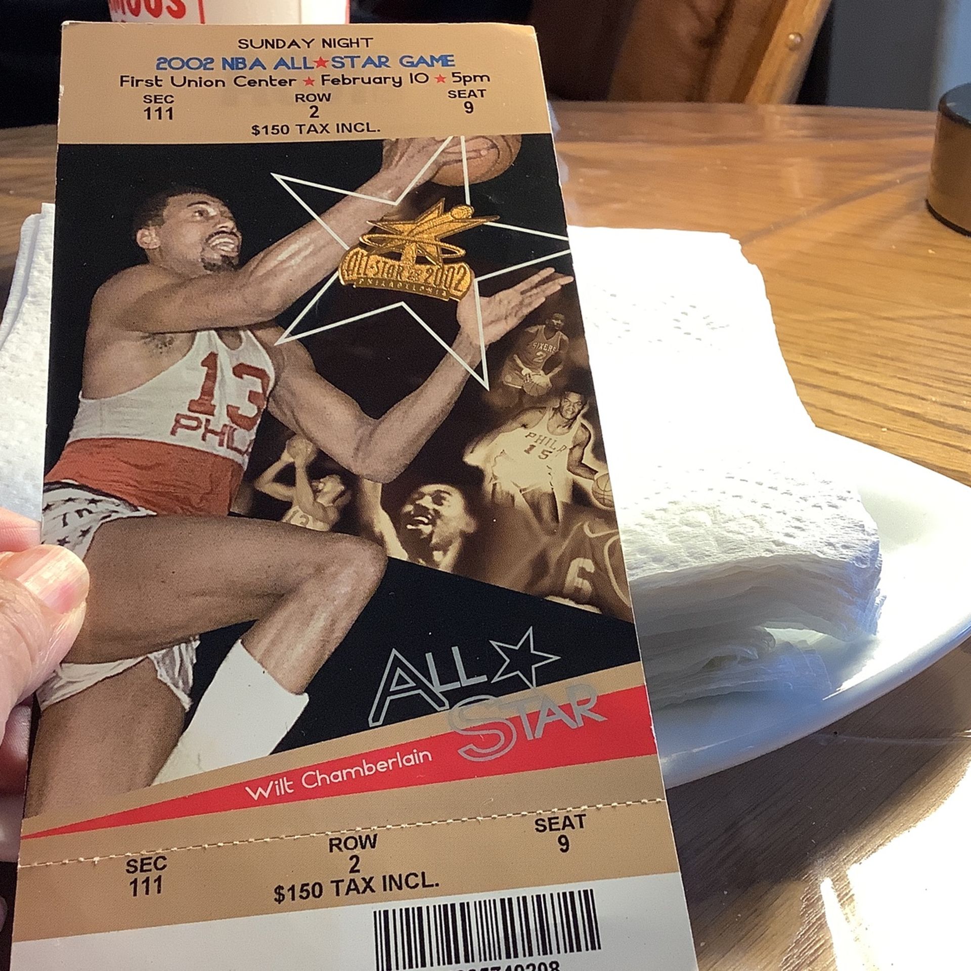 Wilt Chamberlain Admission Ticket For All-Star Game