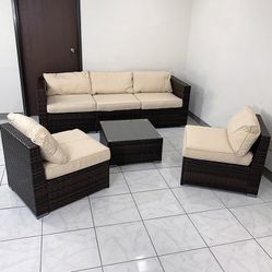 (New in box) $395 Outdoor Patio Furniture Set 6pcs Wicker Rattan Sectional Sofa 