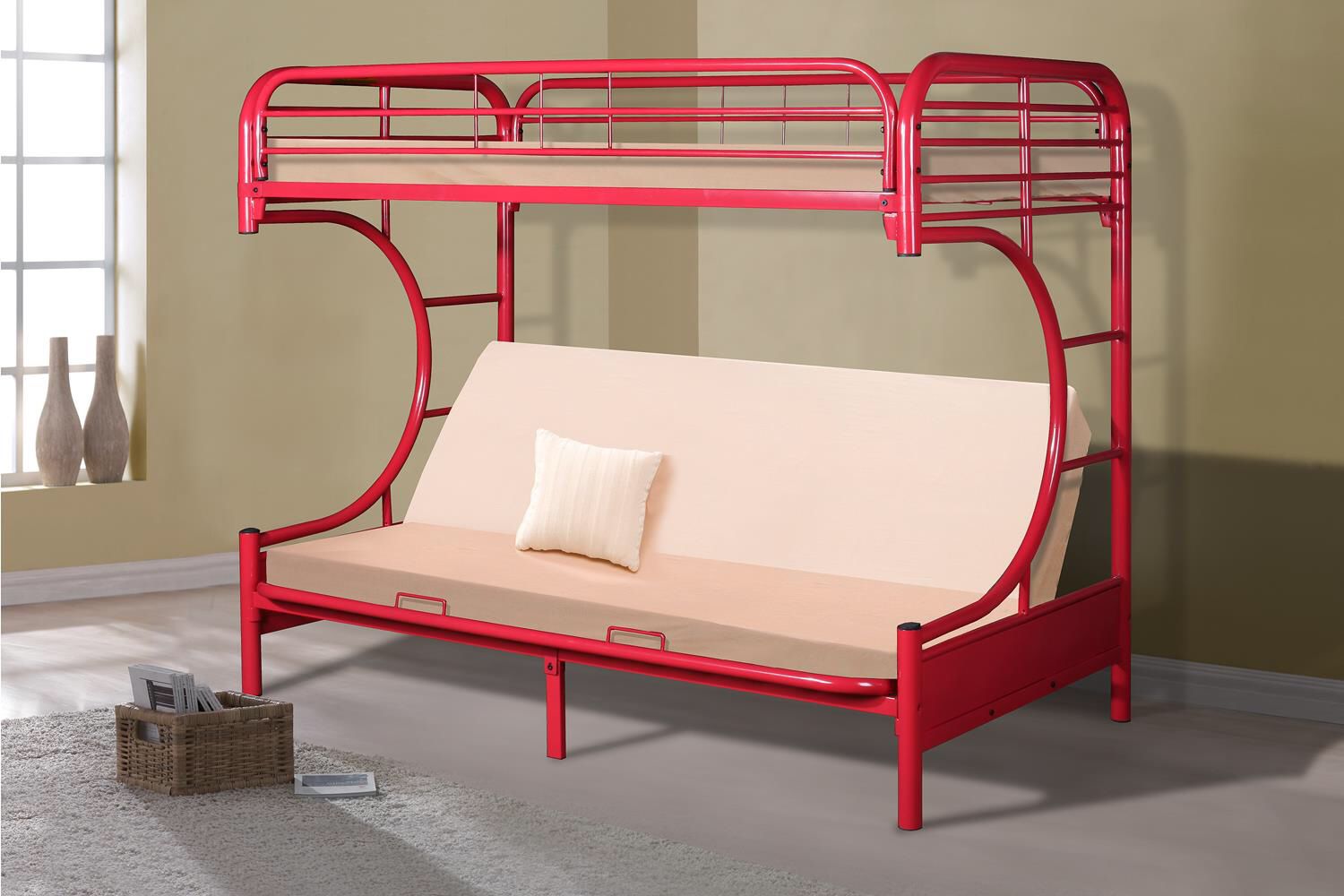 💥Furniture Sale!💥 Twin Red Futon Bunkbed Brand New In Box! $50 Down Takes It Home Today!