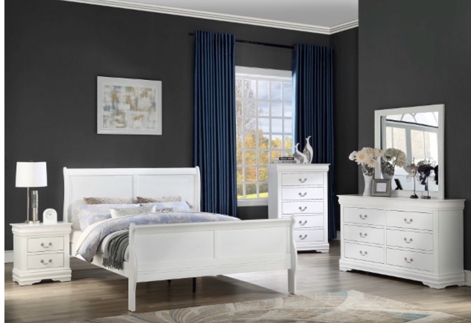 Queen Bed Frame, Mirror, Dresser And Nightstand At A Special price