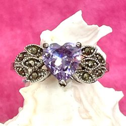 Marcasite Heart CZ Ring