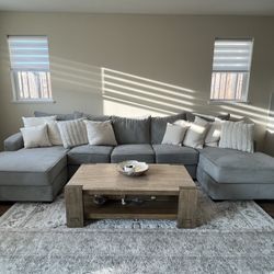 152” Light Grey Sectional Sofa 