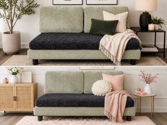 Two Tone Modern Armless Sofa Couch