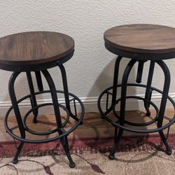 Two Tall Adjustable Swivel Bar Stools
