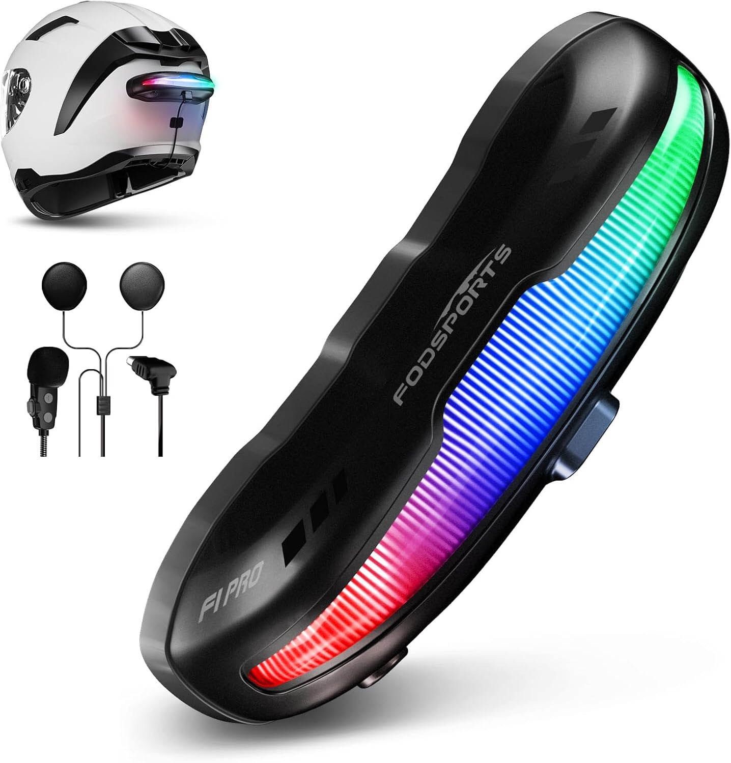 Fodsports Motorcycle Bluetooth Headset with Safety Light F1 Pro