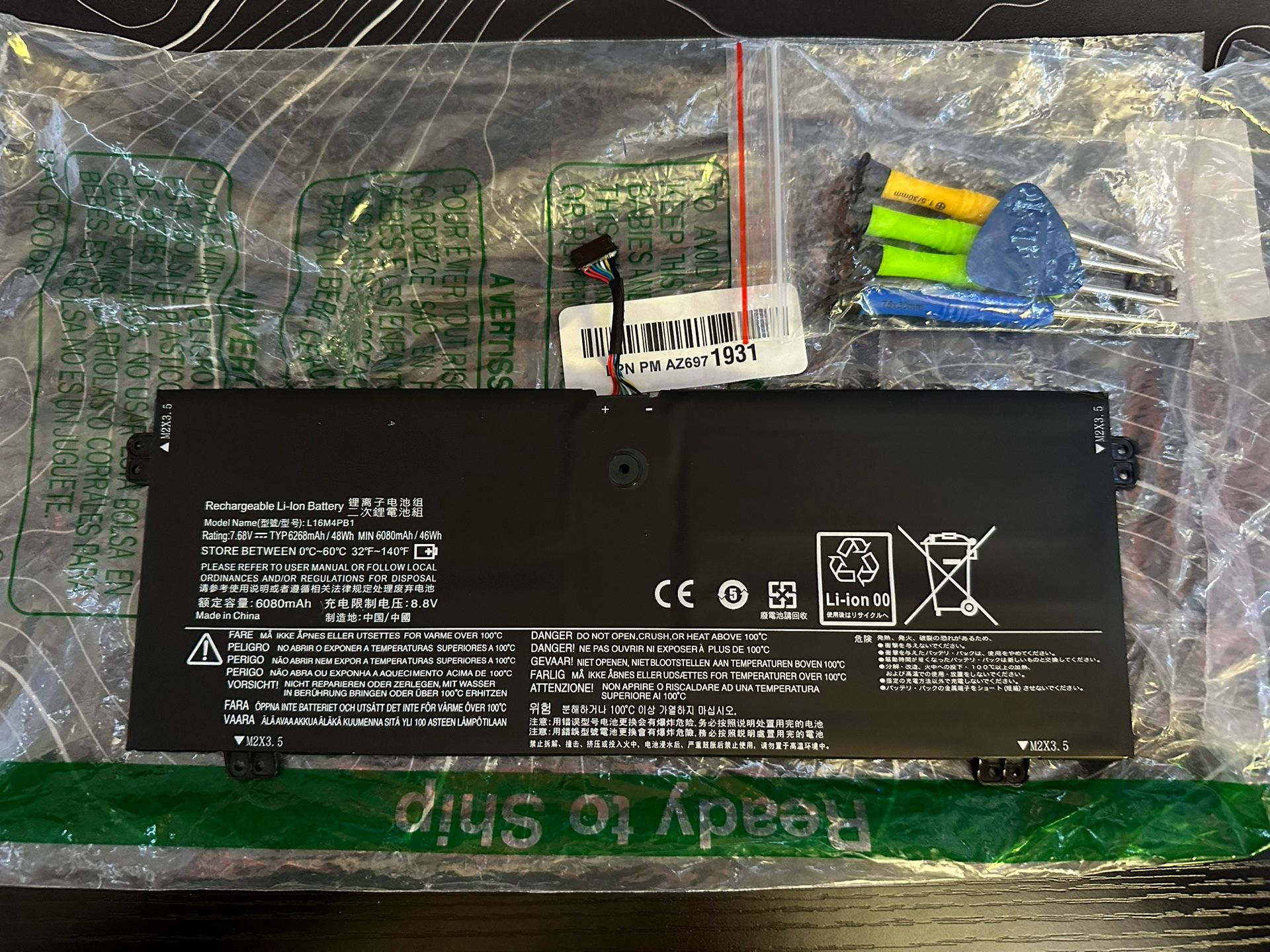 L16M4PB1 Laptop Battery 7.68V Replacement for Lenovo Yoga 730-13IWL ideapad Yoga 720-13IKB 730-13IKB Series Notebook L16L4PB1 5B10M52738 L16C4PB1 5B10