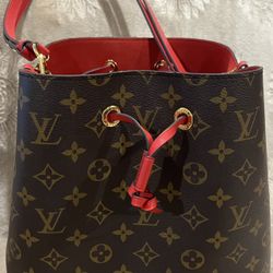 Louis Vuitton Neonoe Monogram Shoulder Bag "Poppy" Red and brown 