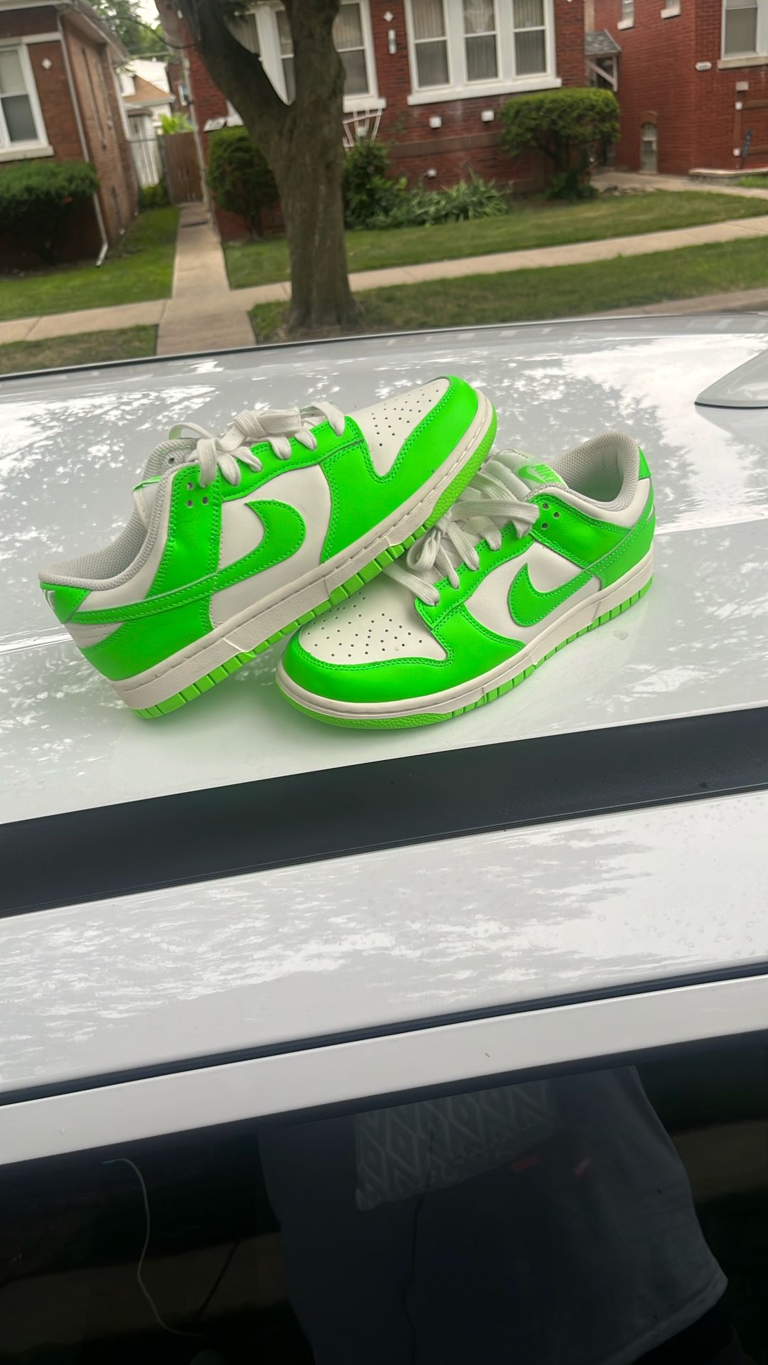 Neon Green Female Nike Dunks